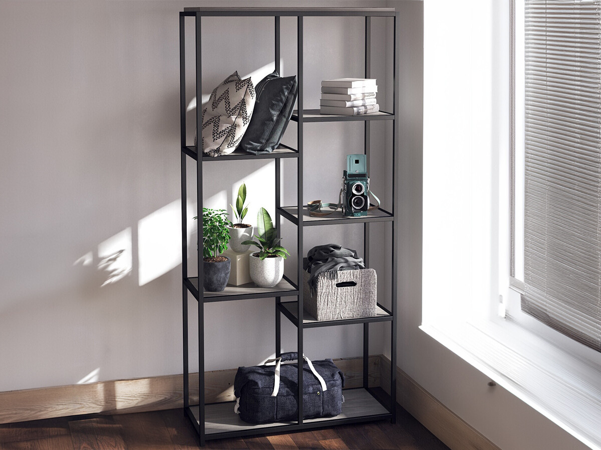 Regal Tulsa 558 (Sivi hrast + Črna)