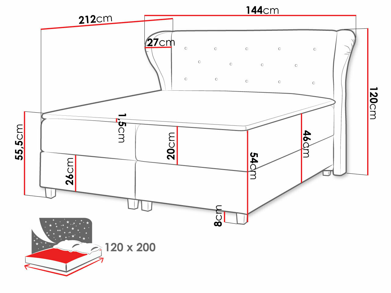 Boxspring postelja Ovum (Prestige 2771)