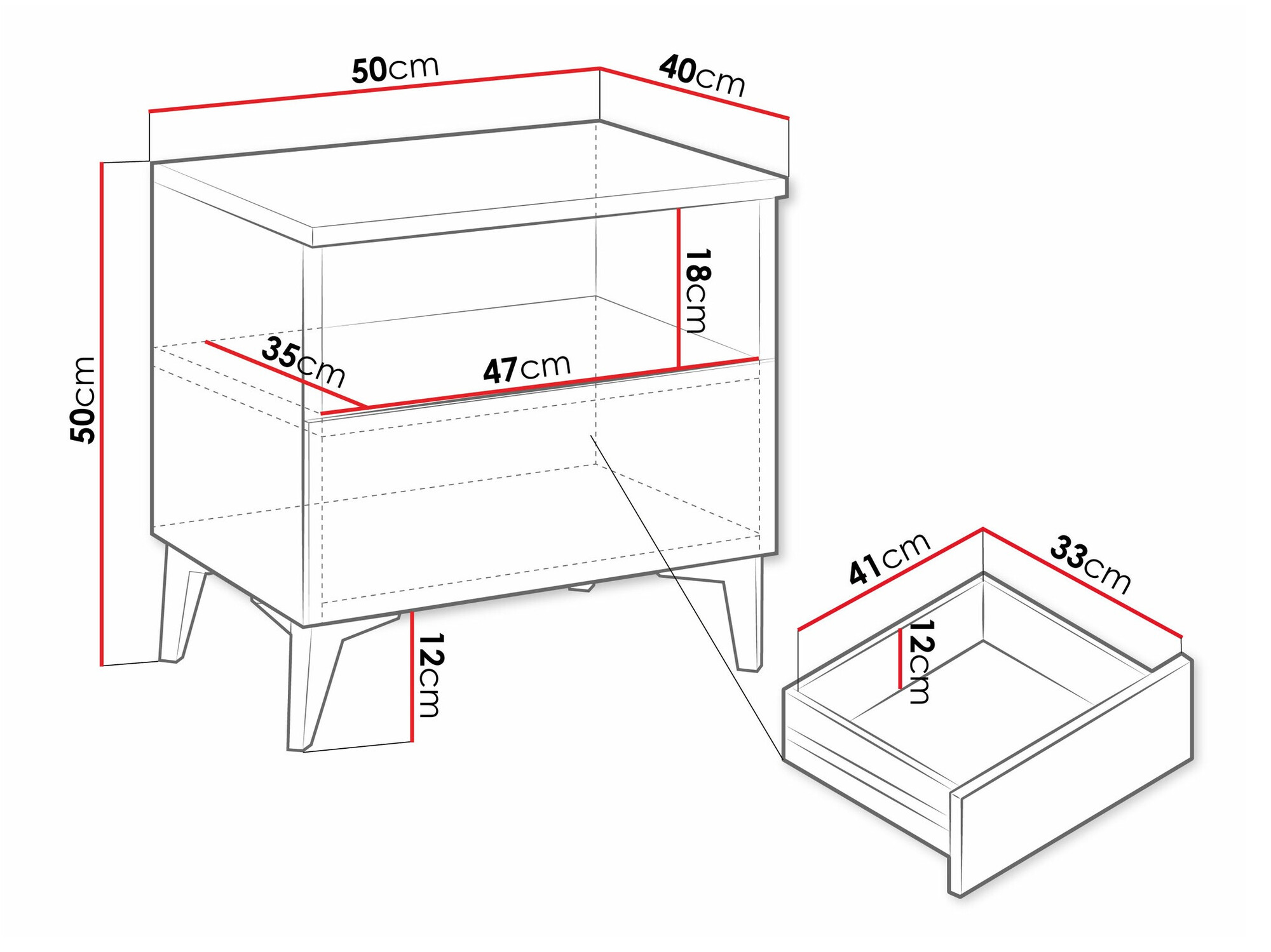 Nočna omarica Comfivo 493 (Bela + Sijaj bela)