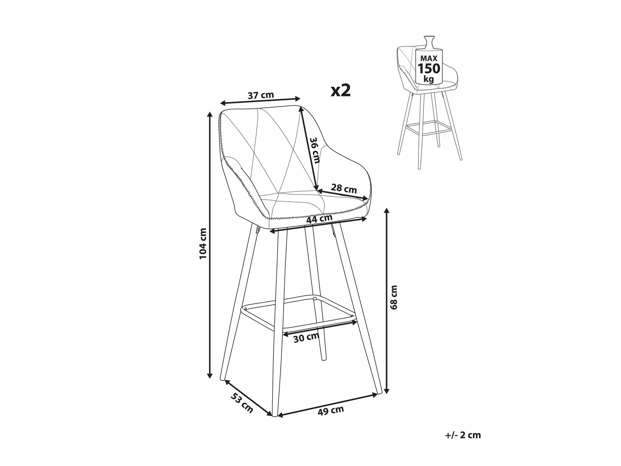 Komplet barskih stolov Berwyn 657 (Rjava)