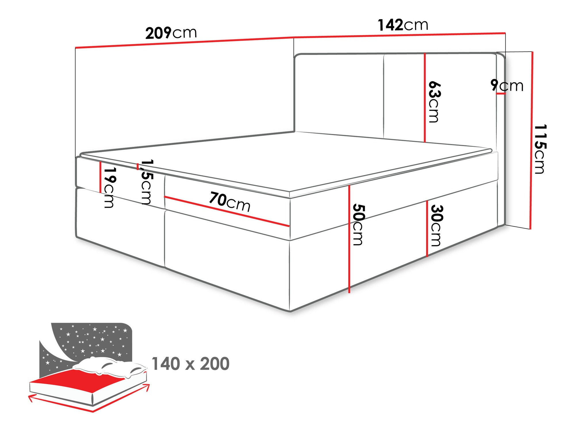 Boxspring postelja Zanesville 100 (Manila 02)