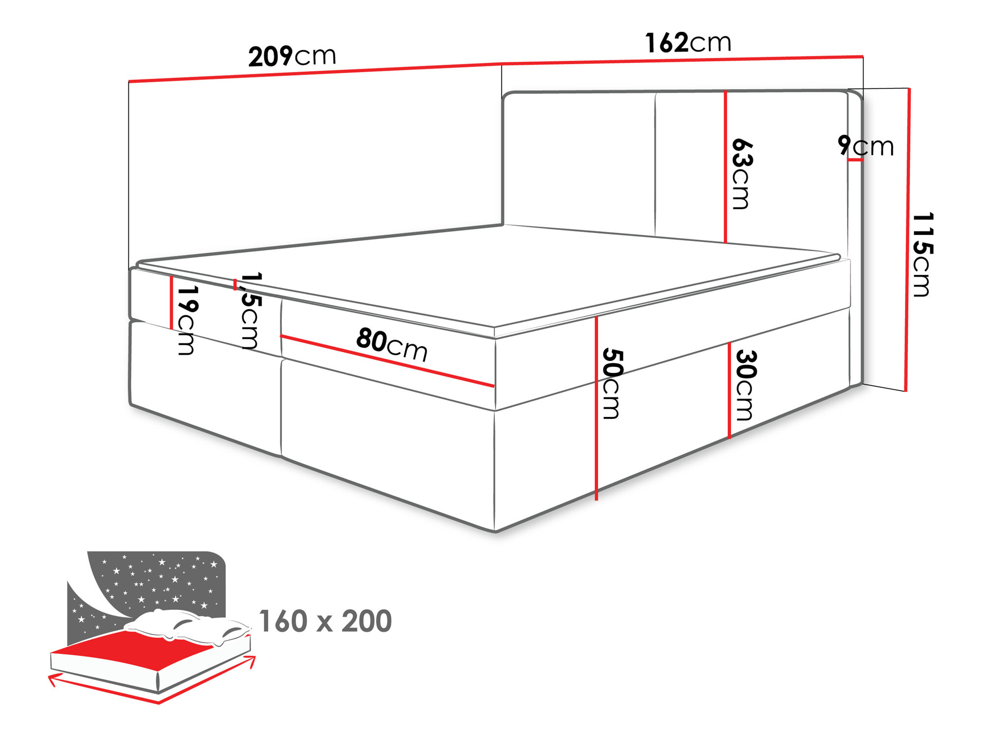 Boxspring postelja Zanesville 100 (Manila 14)