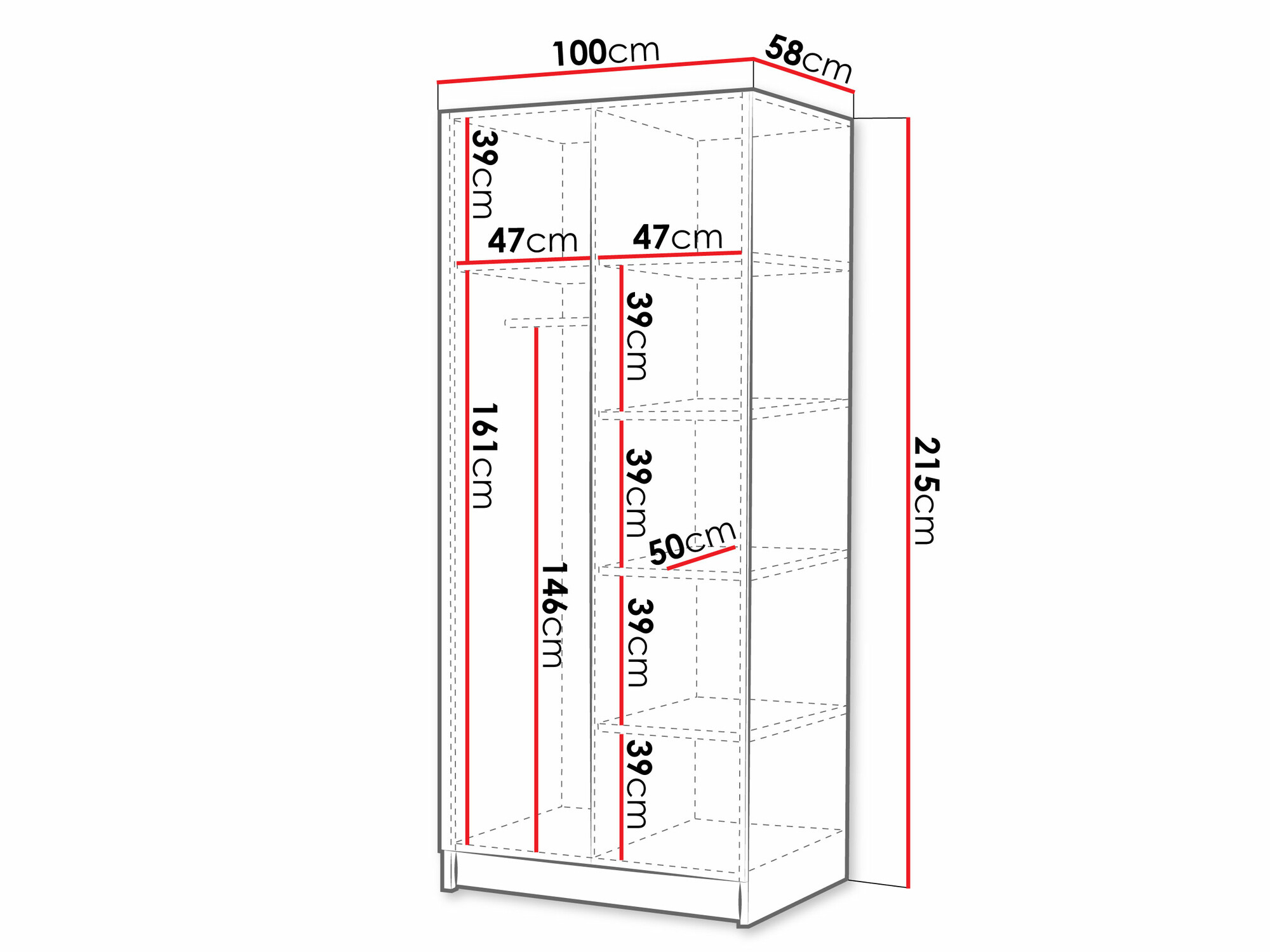 Garderobna omara Closico 195 (Bela + Črna)