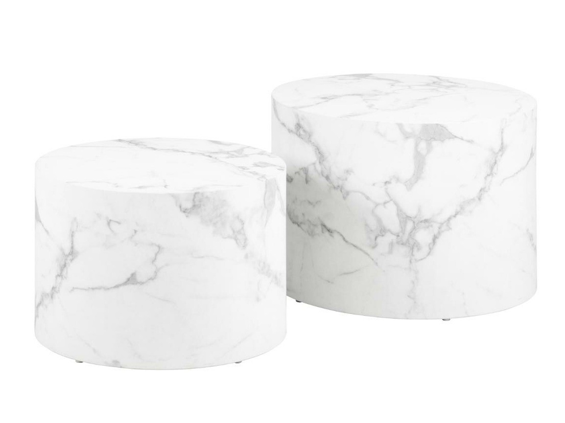 Komplet klubskih mizic Norsica 800 (Beli marmor)