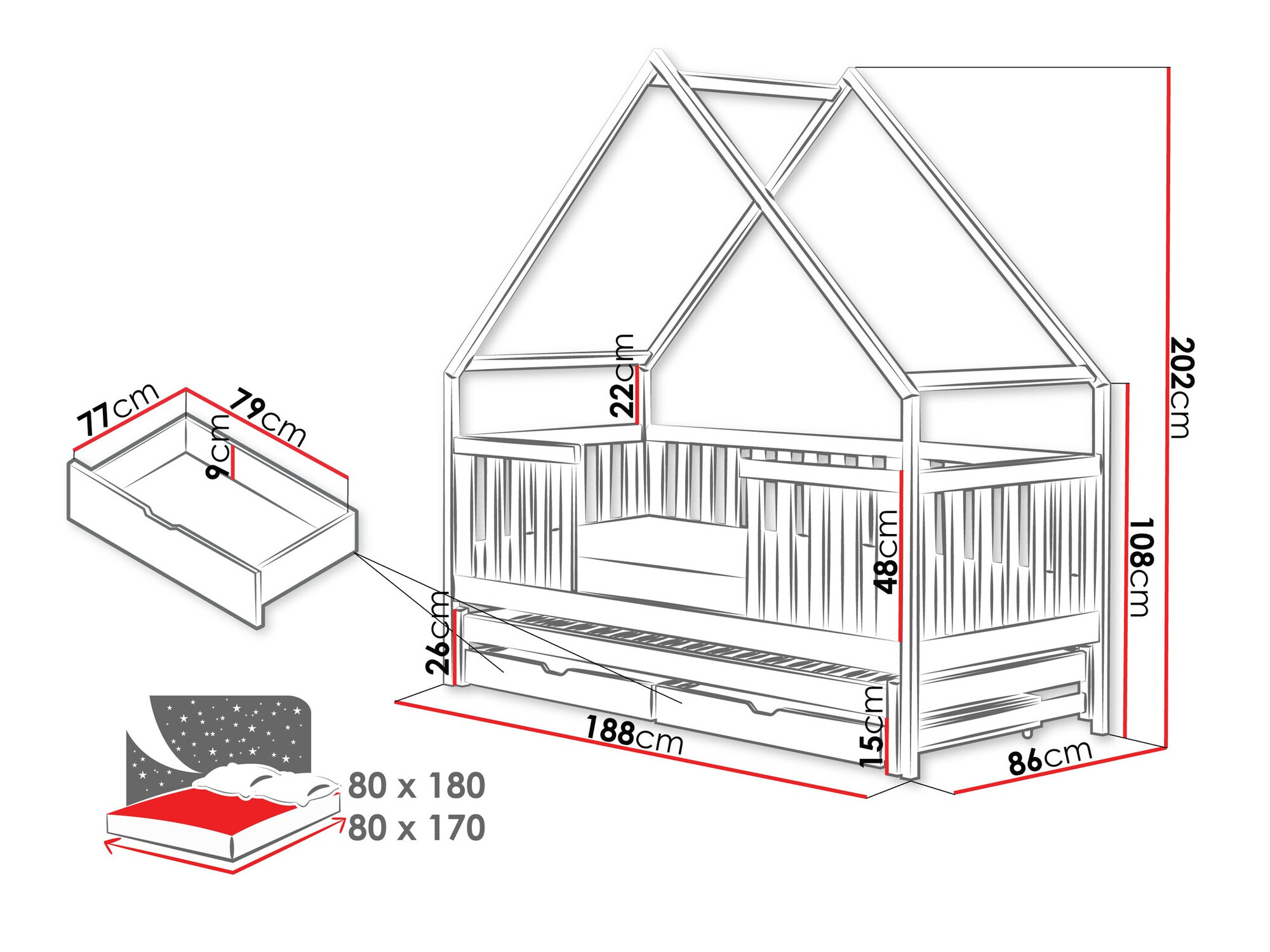 Postelja Vista 115 (Bela)