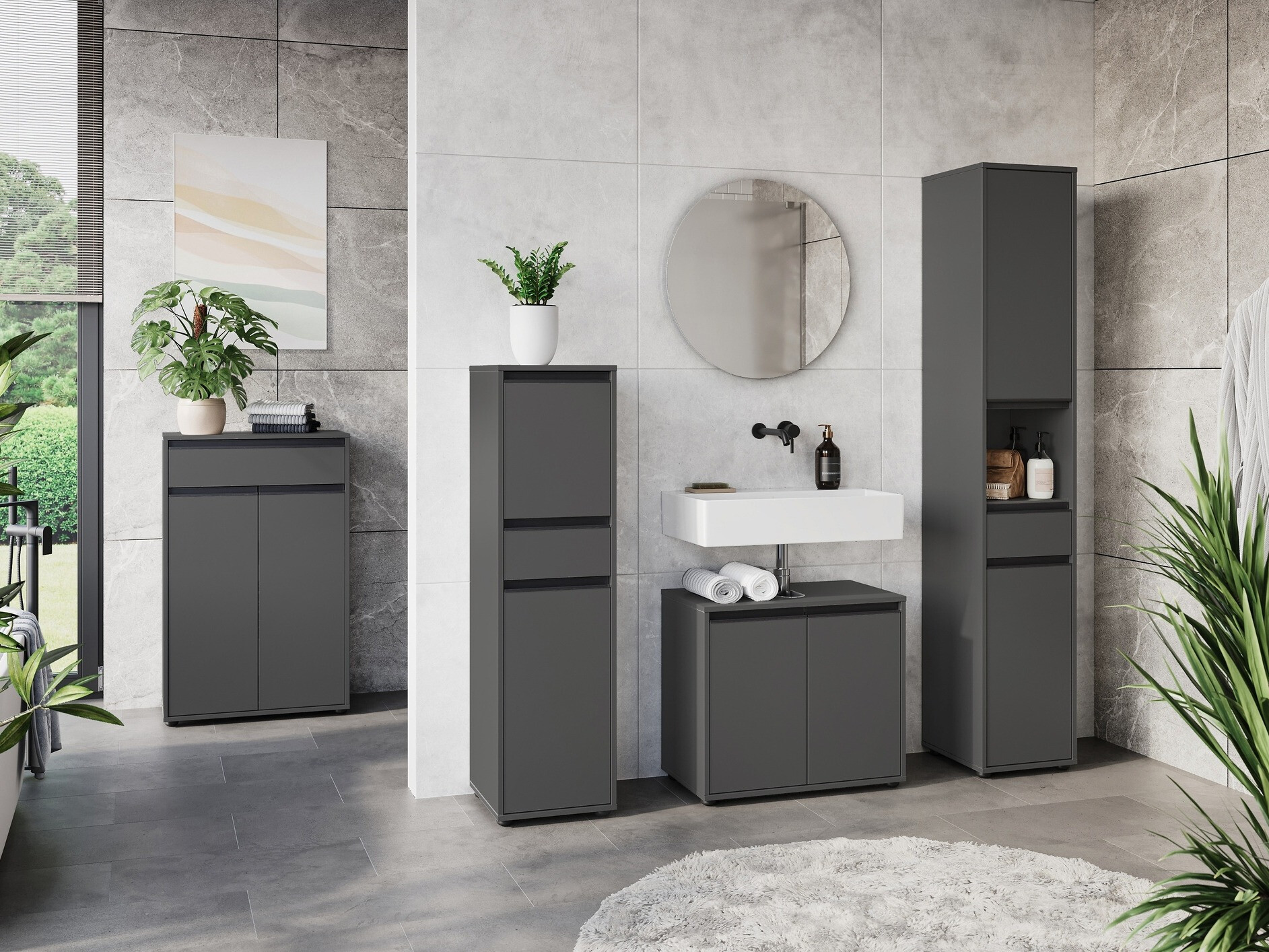 Prostostoječa Kopalniška omarica Tensona 101 (Grafit)