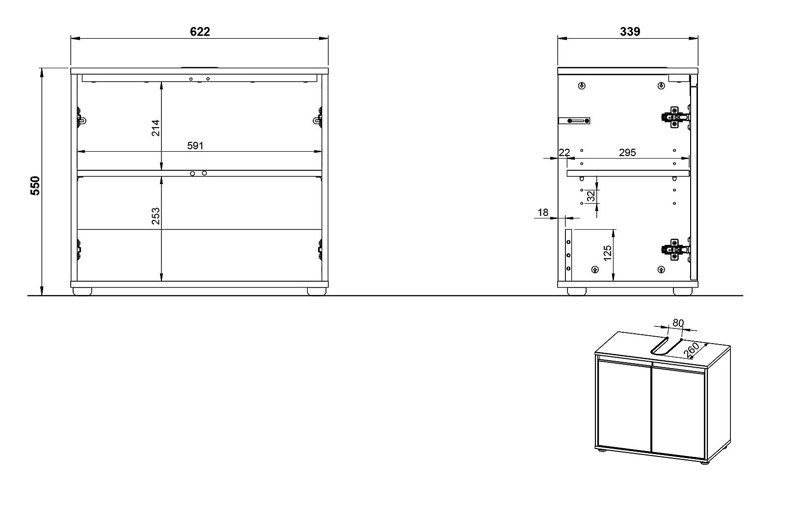 Prostostoječa kopalniška omarica za umivalnik Tensona 100 (Grafit)