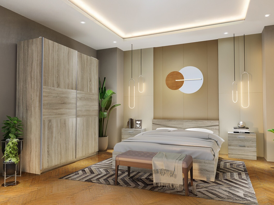 Komplet pohištva za spalnico Etfela 140 (Sonoma hrast)