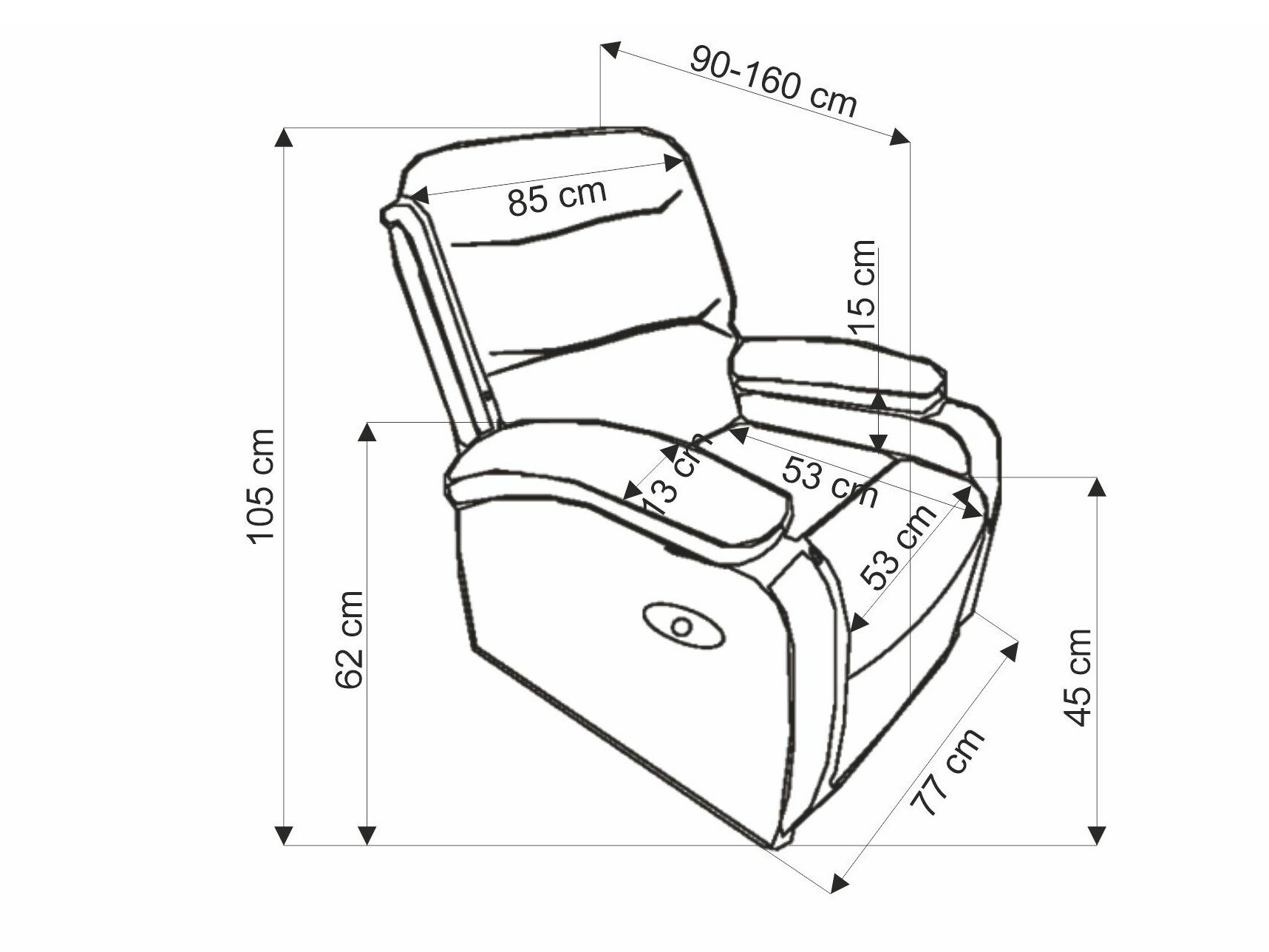 Fotelj s počivalnikom Houston 1856 (Siva)