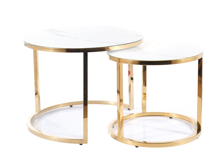 Komplet klubskih mizic Detroit 520 (Beli marmor)