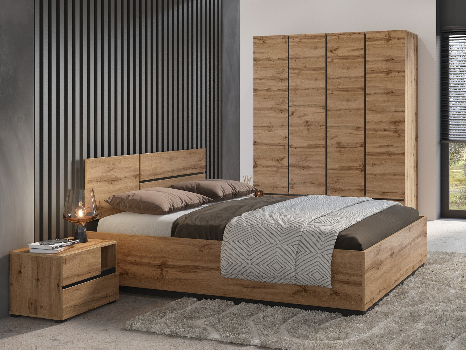 Komplet spalnic Alfere 124 (Wotan hrast)