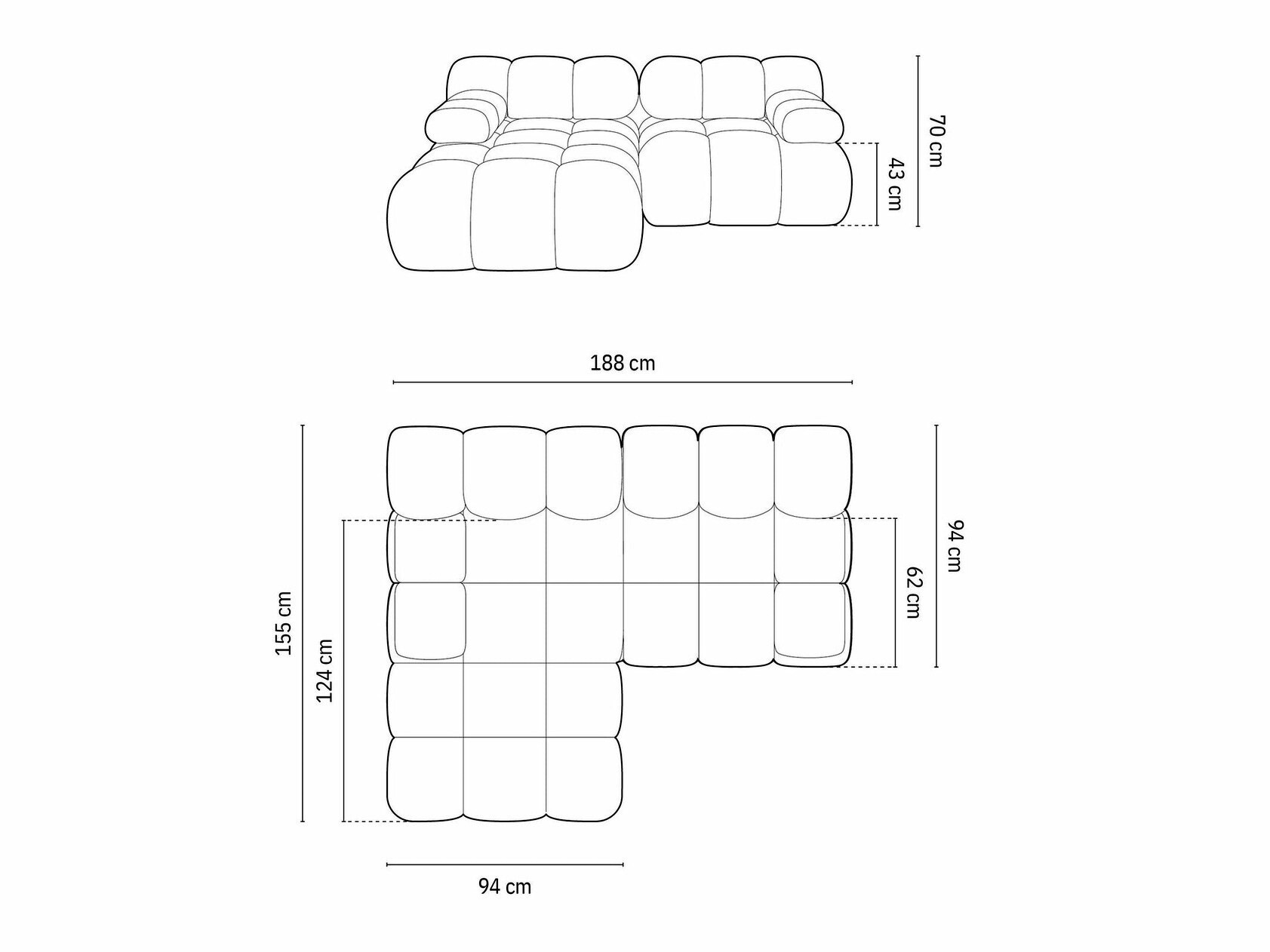 Modularna kotna sedežna garnitura Caltenu 105 (Riviera 81)