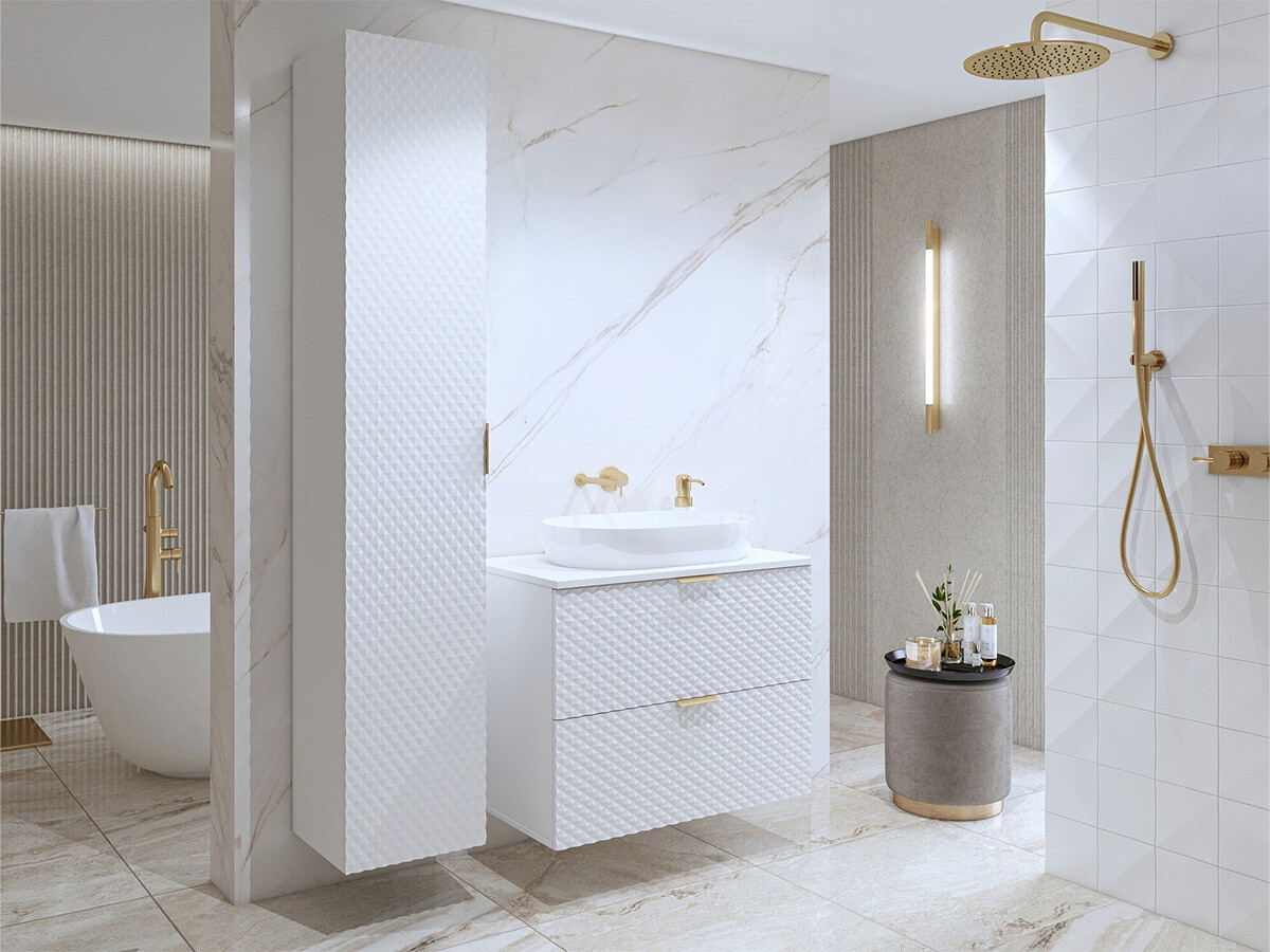 Viseča kopalniška omarica za umivalnik Liretu 106 (Bela)