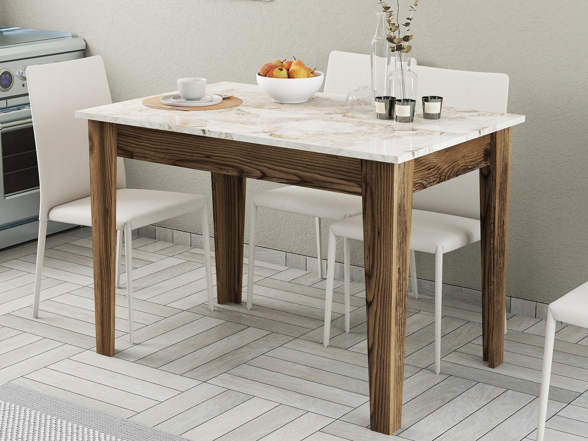 Miza Kailua 1436 (Oreh + Beli marmor)