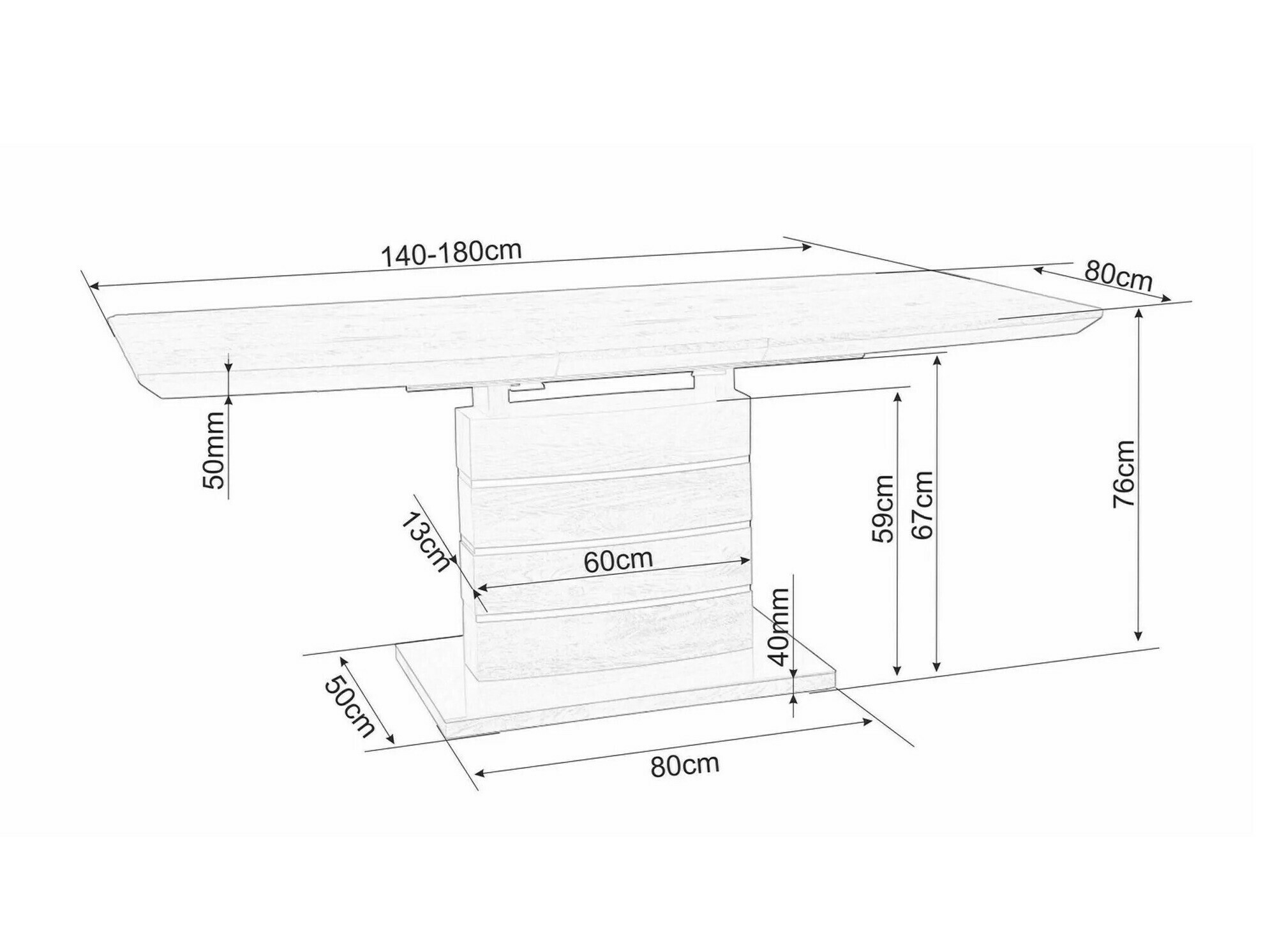 Miza Detroit 569 (Hrast + Sijaj črna)