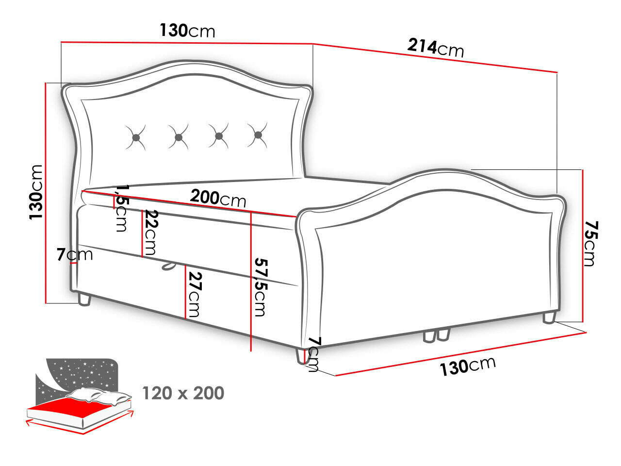 Boxspring postelja Oleum I (Velluto 17)