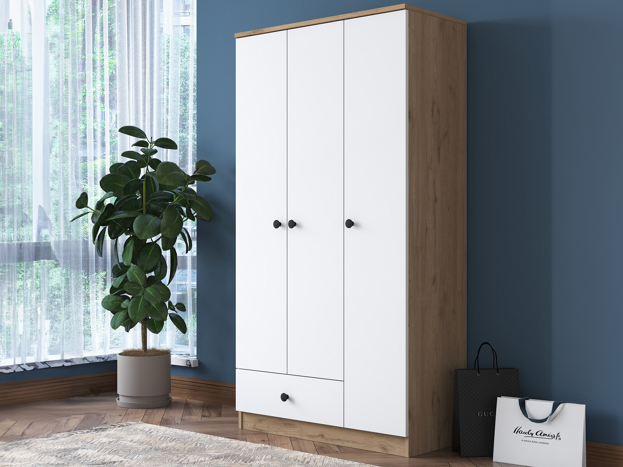 Garderobna omara Kailua 661 (Bela + Oreh)