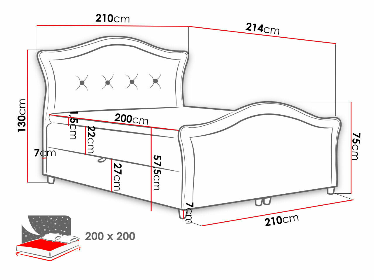 Boxspring postelja Oleum I (Magic Velvet 2217)