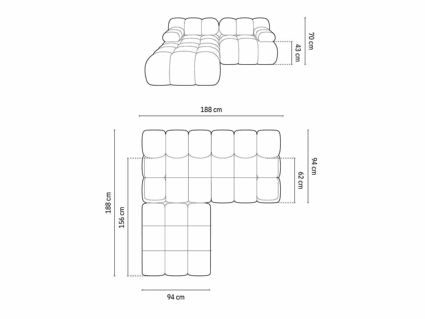 Modularna kotna sedežna garnitura Caltenu 102 (Riviera 16)