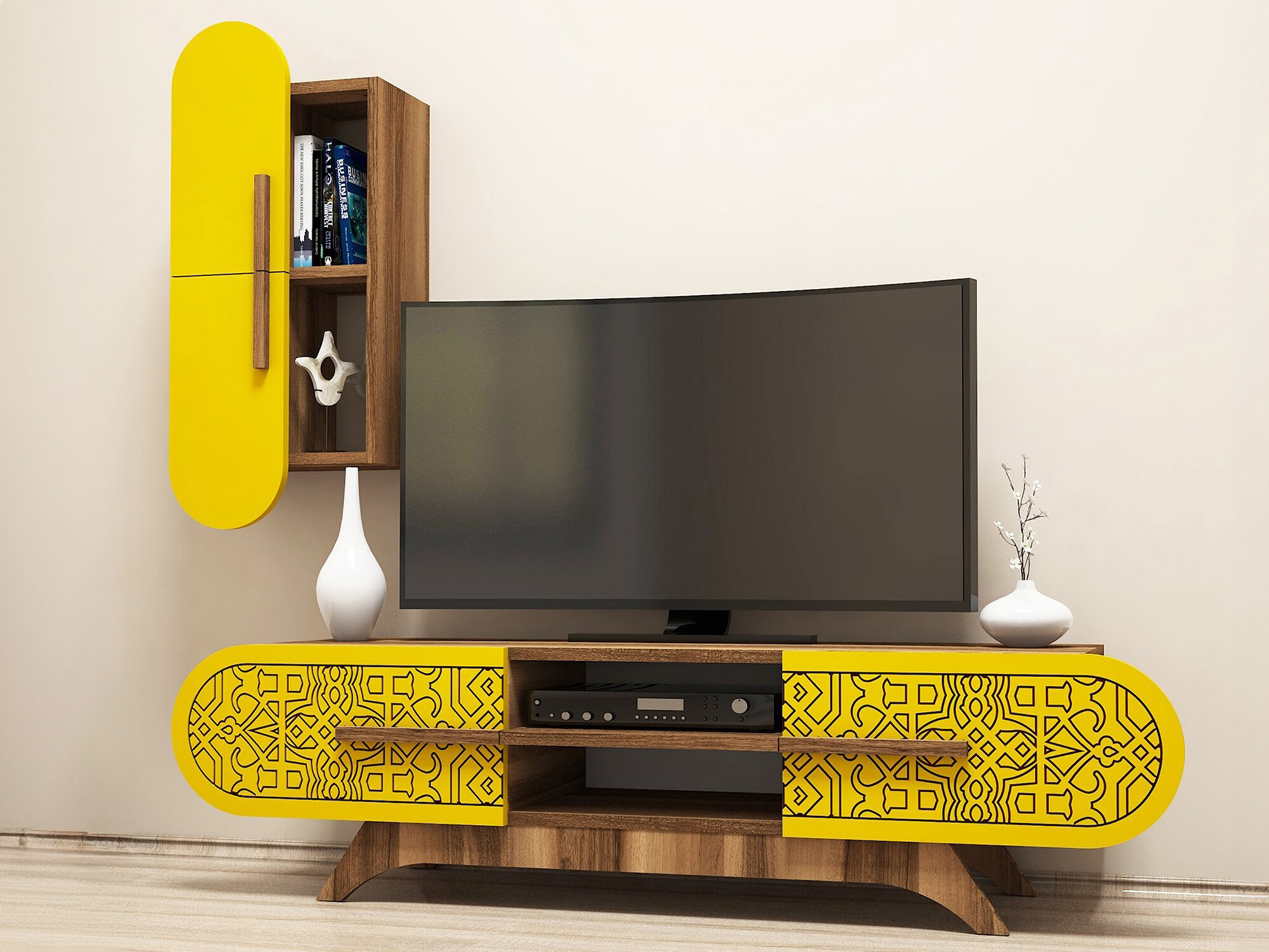 Komplet za dnevno sobo Kailua 1574 (Oreh + Rumena)