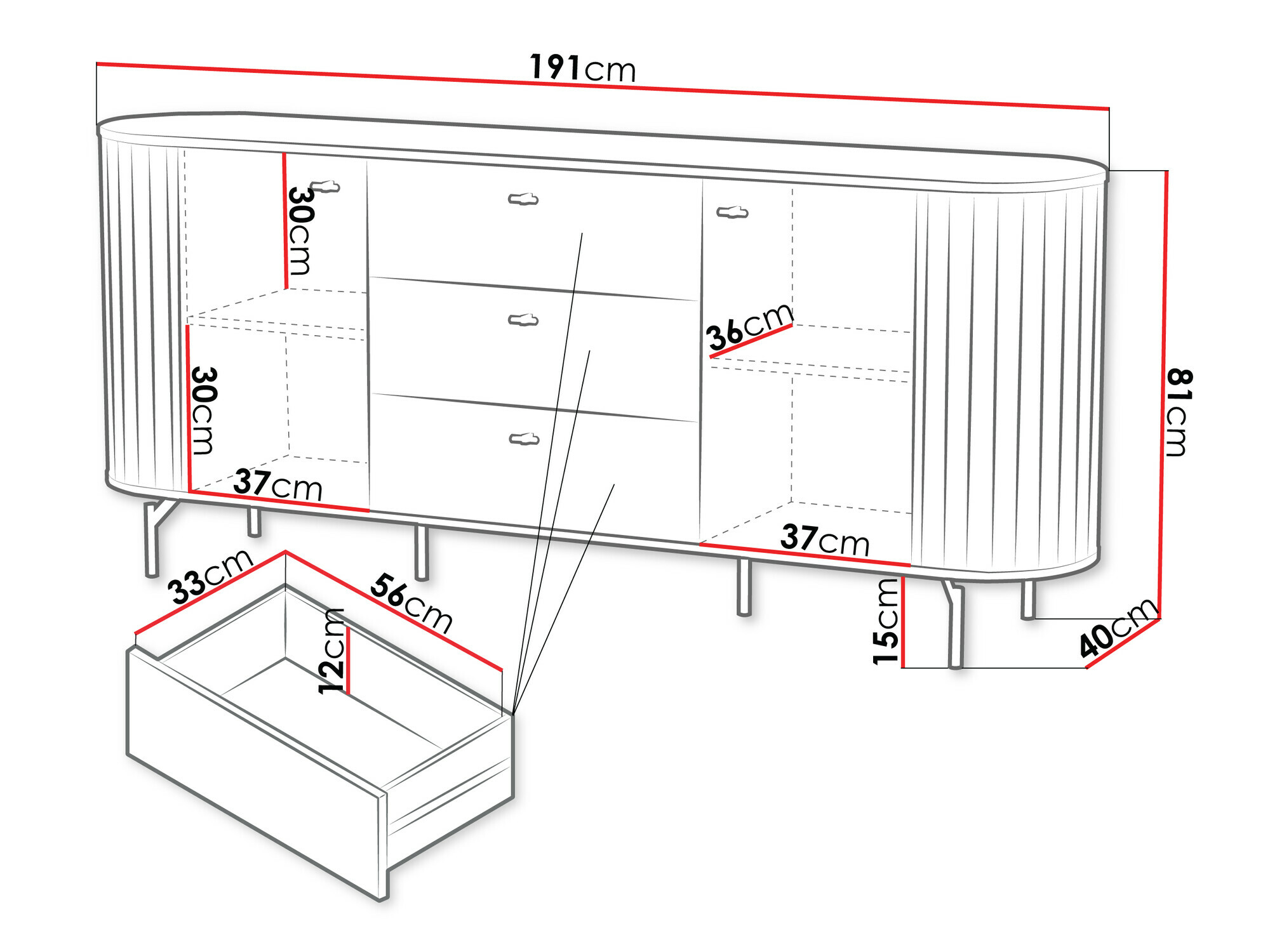 Komoda Novmono 103 (Črna)
