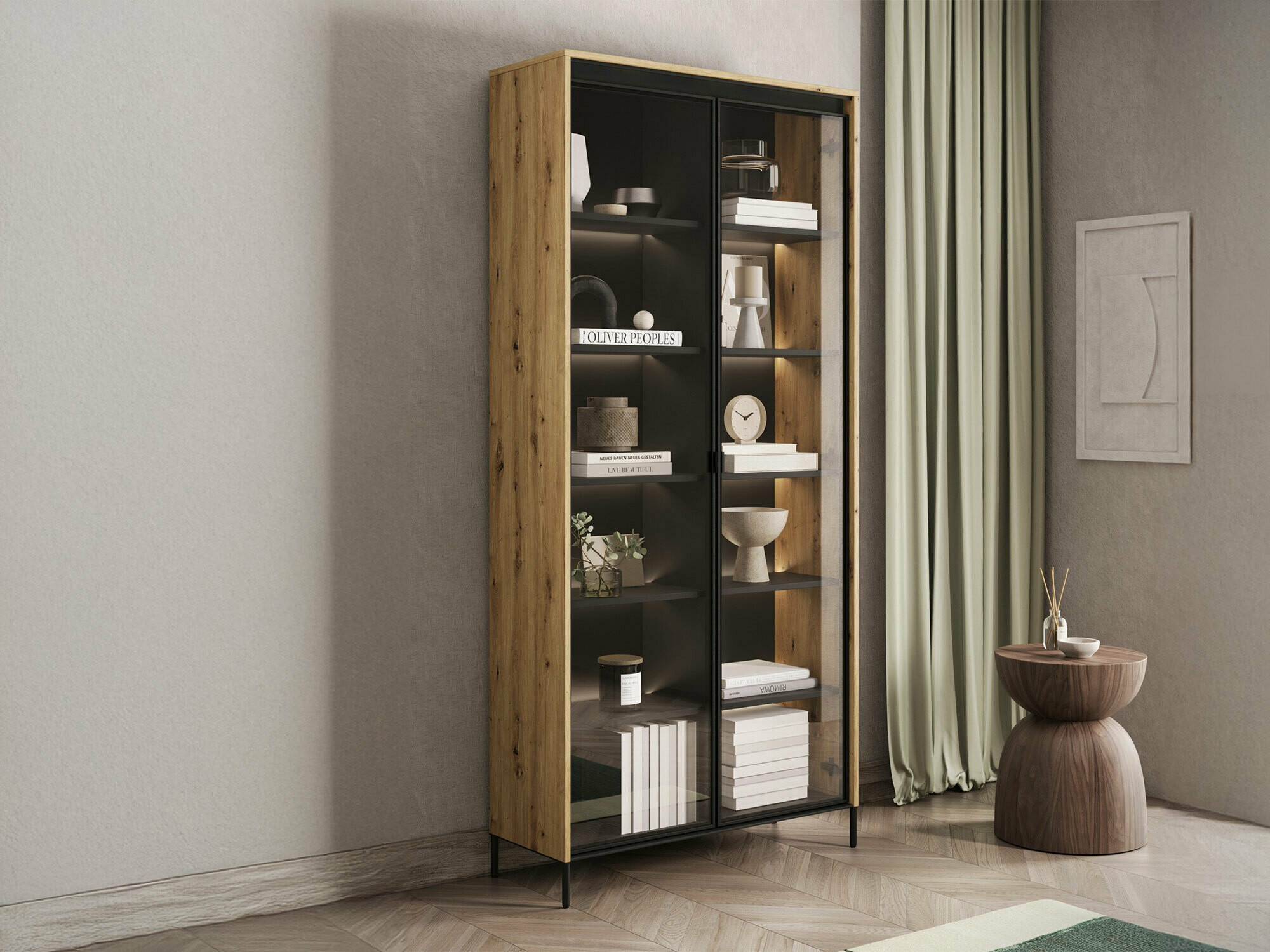 Regal Fernolu 106 (Artisan hrast + Črna)