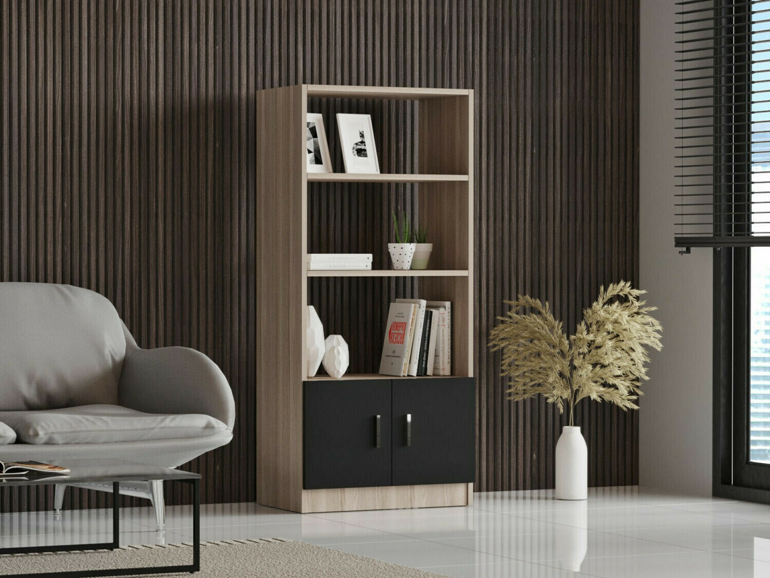 Regal Kailua 2256 (Črna + Hrast)