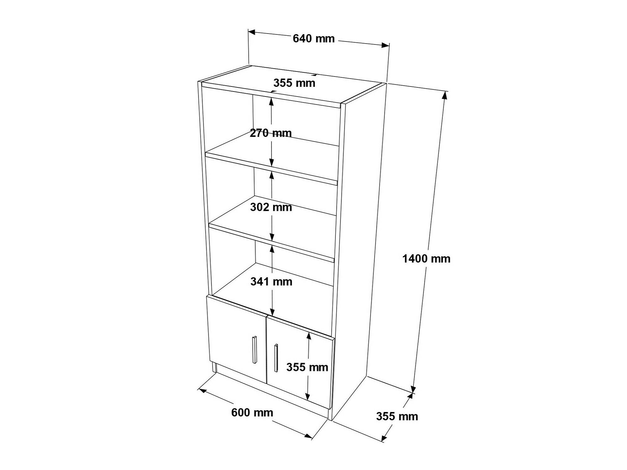 Regal Kailua 2256 (Črna + Hrast)