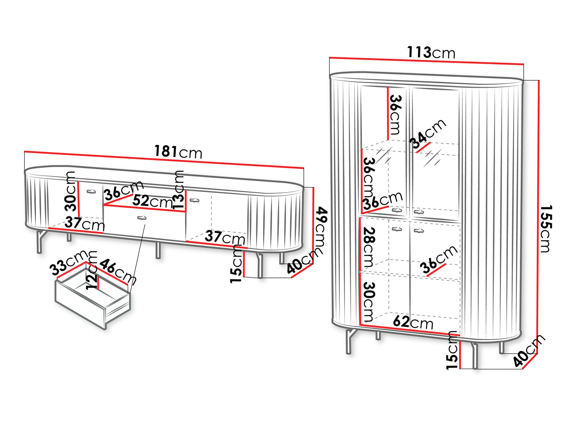 Komplet za dnevno sobo Novmono 108 (Črna)
