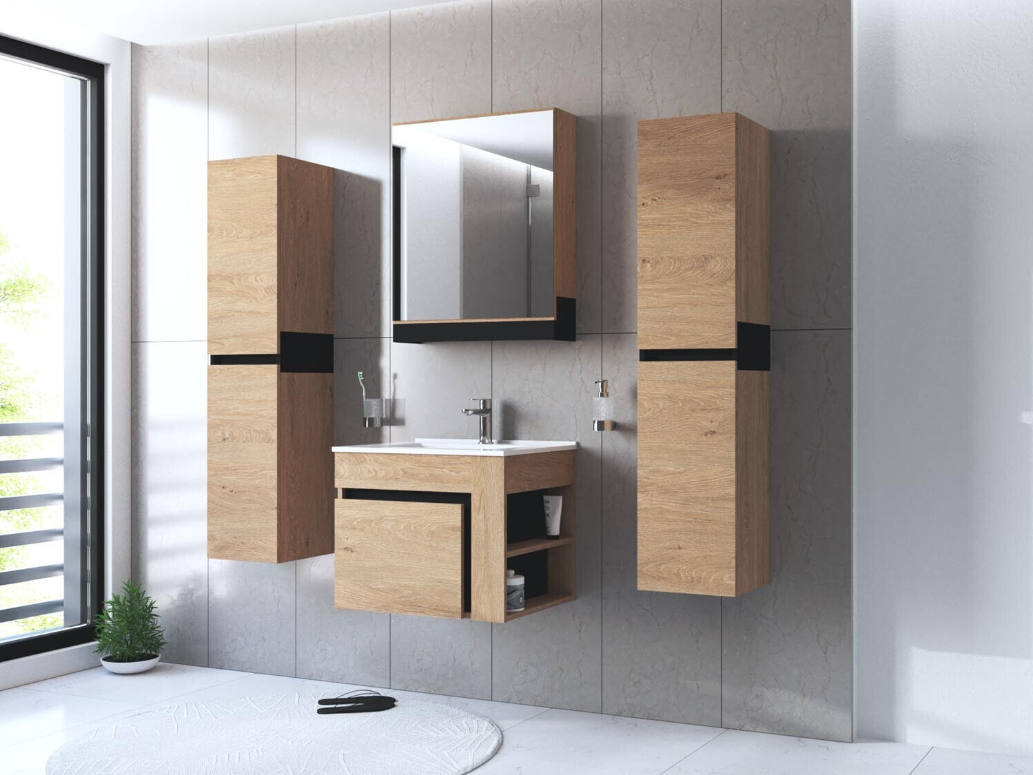 Kopalniška omarica z ogledalom Fenetra 103