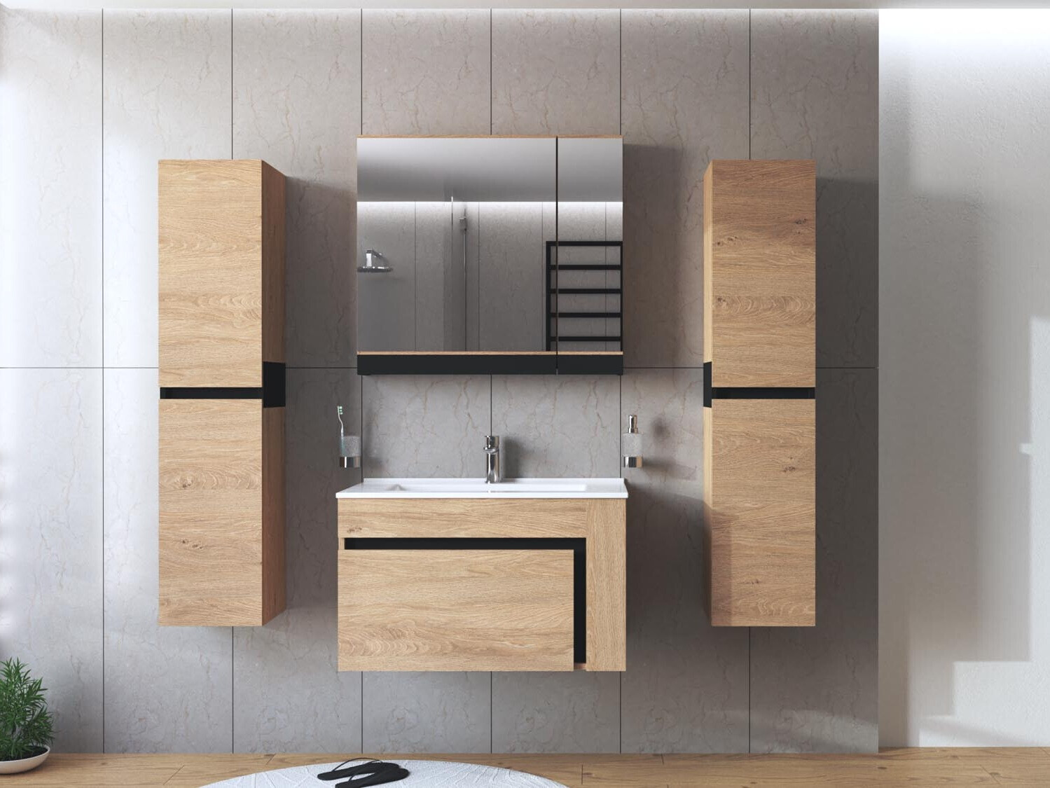 Viseča kopalniška omarica za umivalnik Fenetra 102