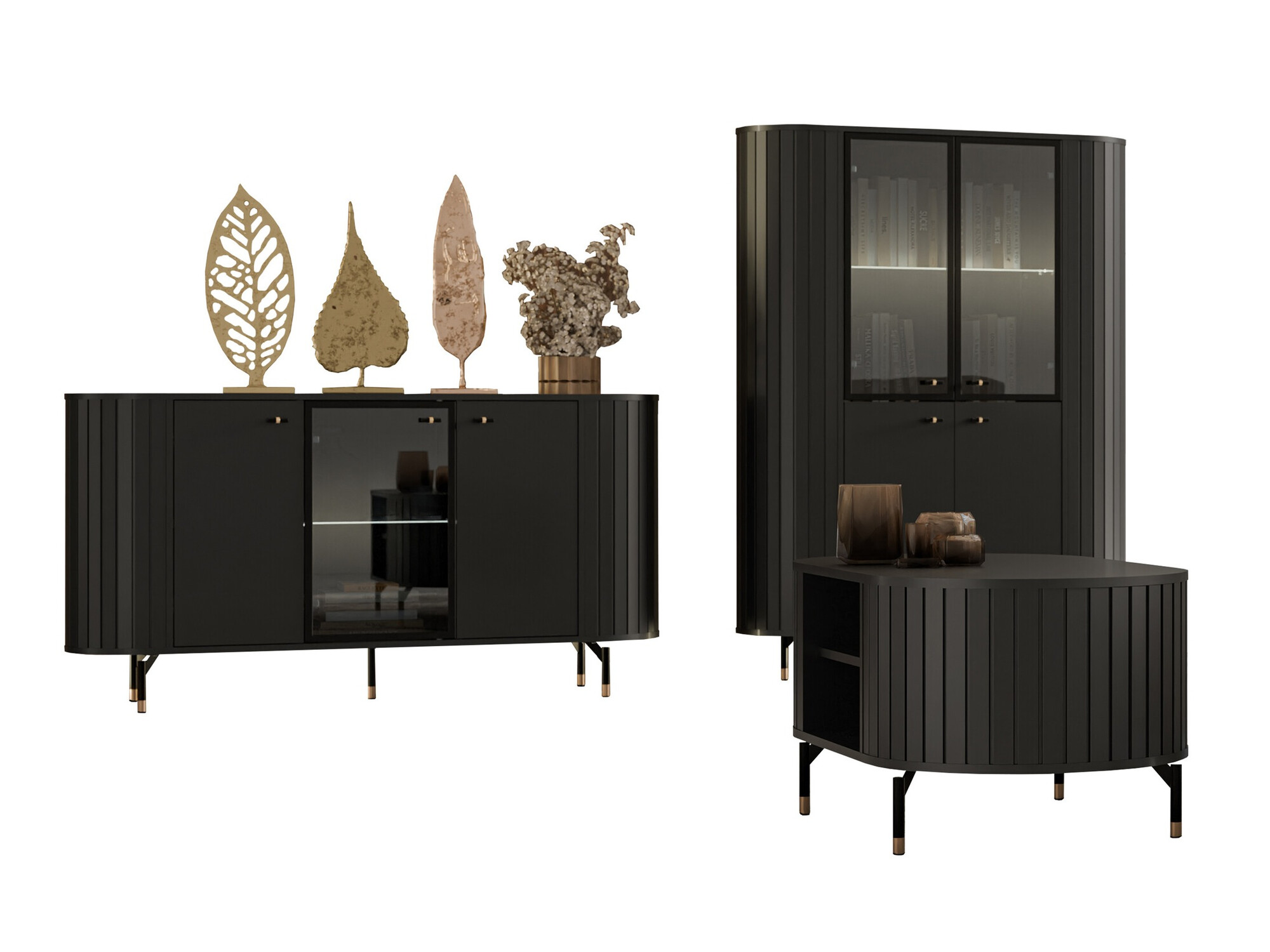 Komplet za dnevno sobo Novmono 111 (Črna)