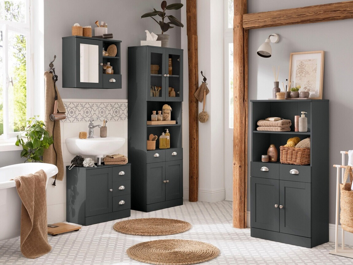 Prostostoječa Kopalniška omarica Elmvene 102 (Siva)