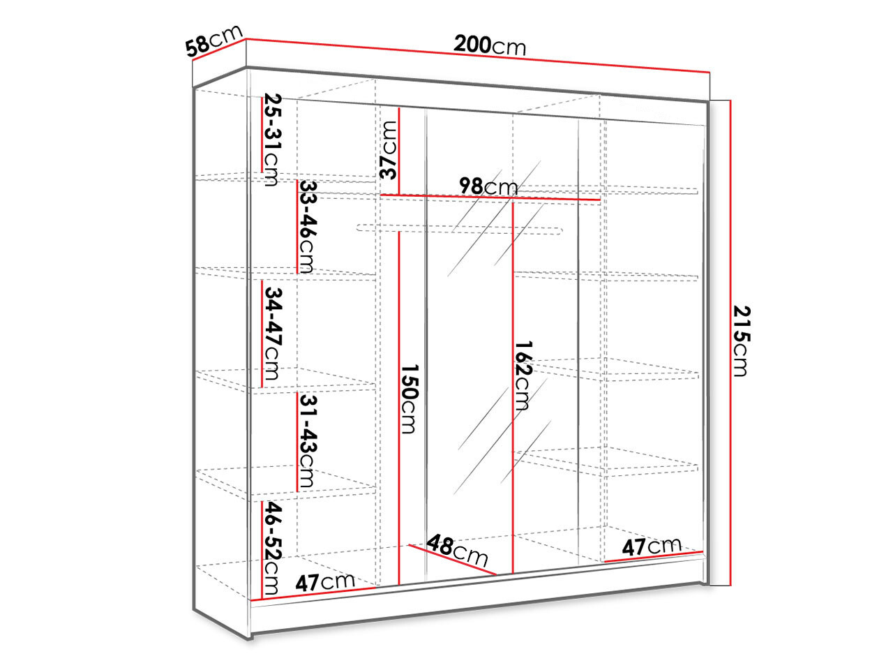 Garderobna omara Closico 158 (Črna)
