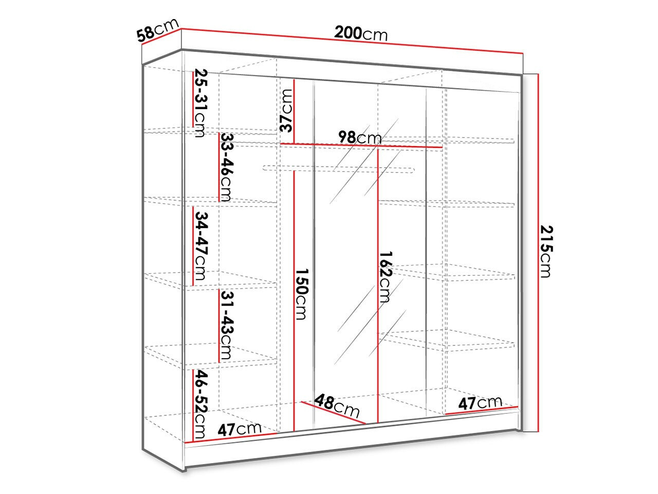 Garderobna omara Closico Durion I (Bela)