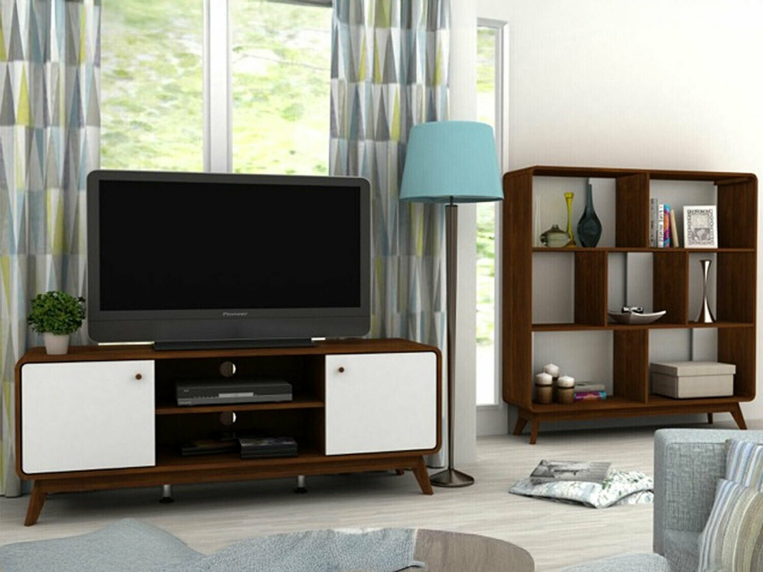 Komplet za dnevno sobo Elbtena 113 (Oreh + Bela)