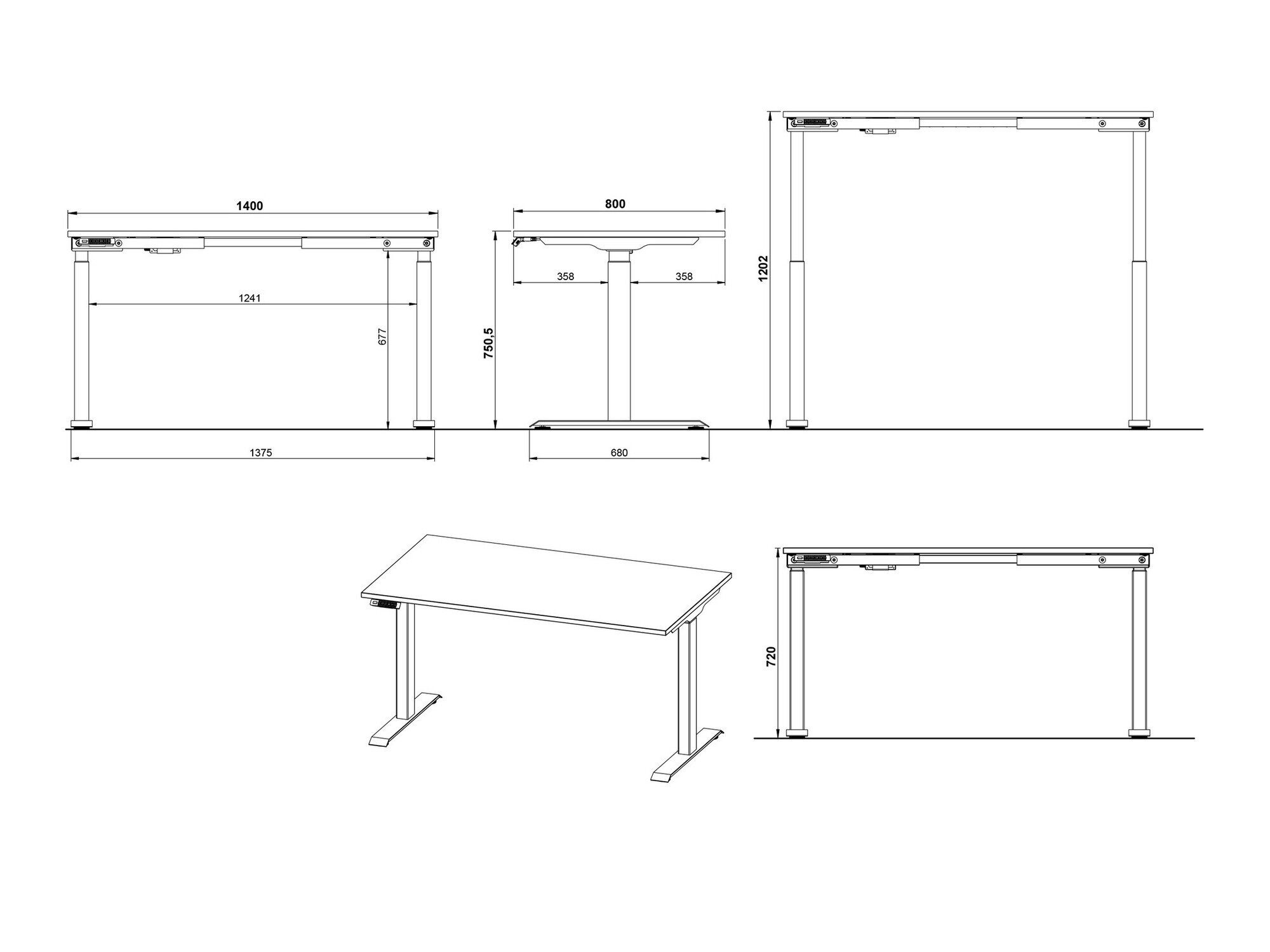 Dvižna pisalna miza Feltoru 110 (Grafit)