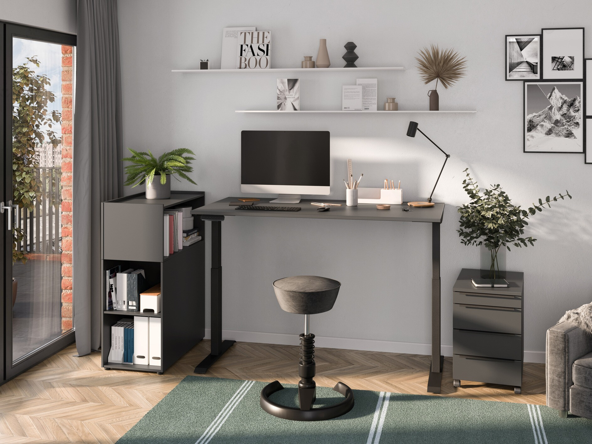 Dvižna pisalna miza Feltoru 112 (Grafit)