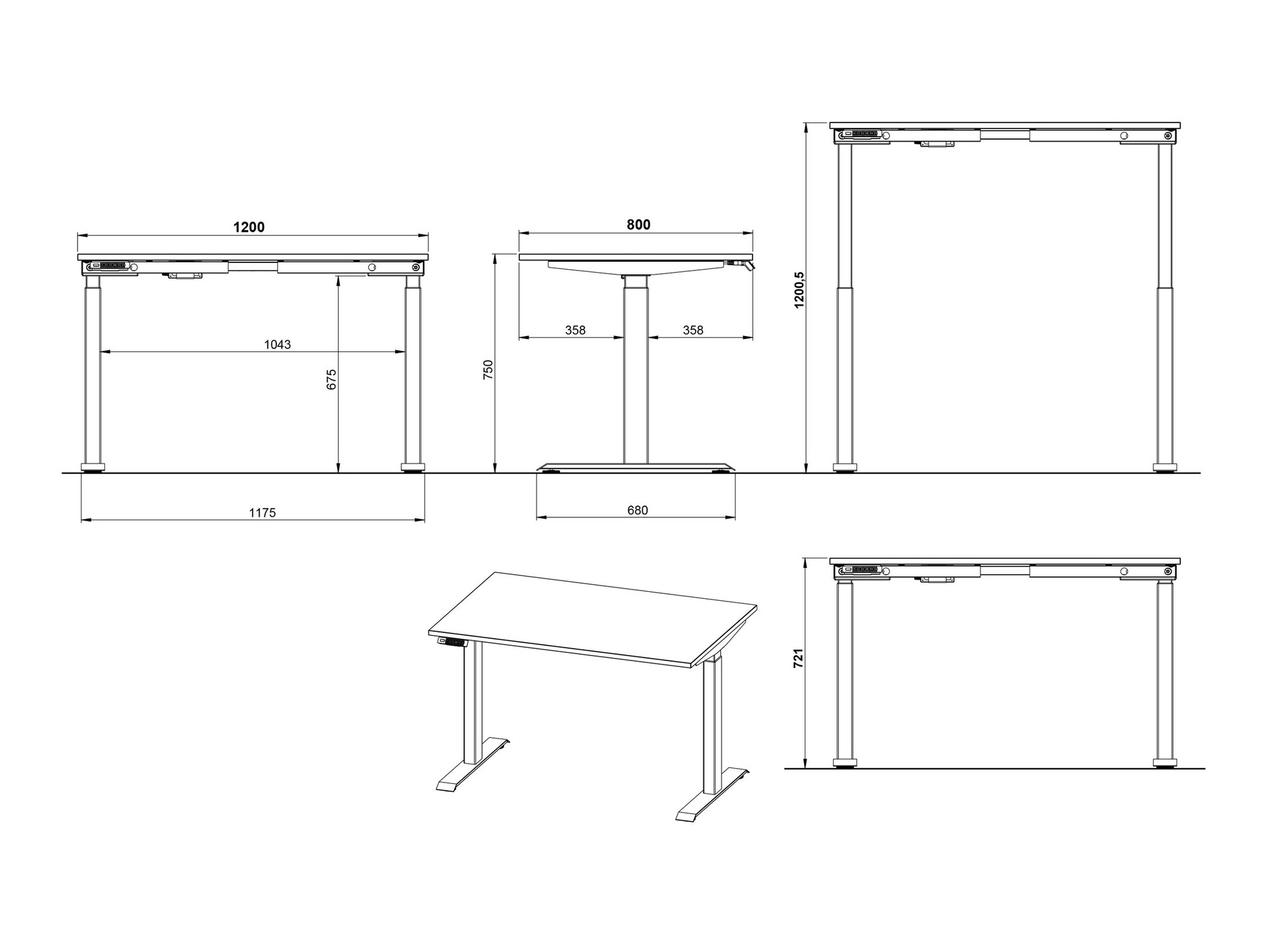 Dvižna pisalna miza Feltoru 112 (Grafit)