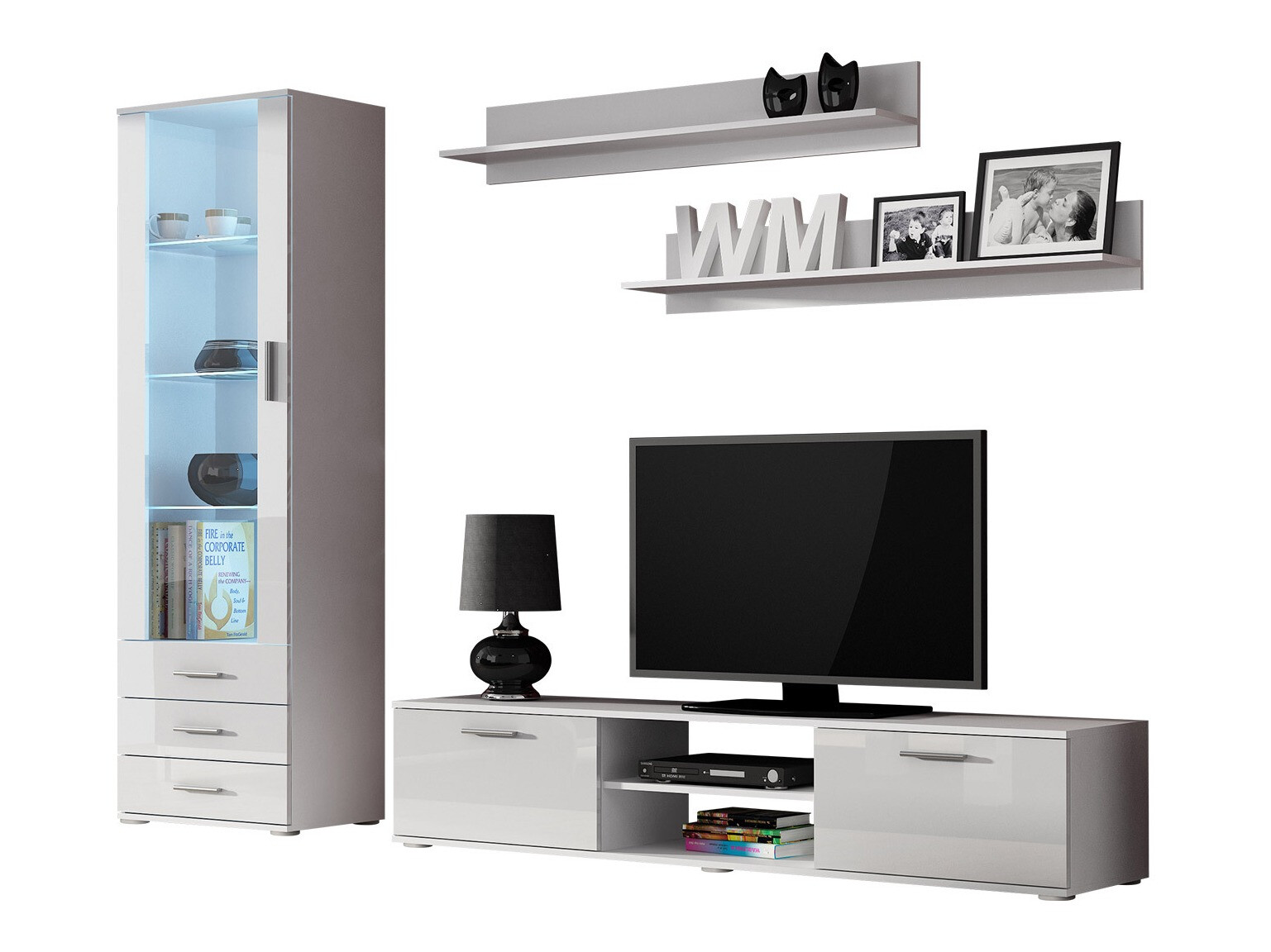 Komplet za dnevno sobo Tornola 107 (Bela + Sijaj bela)