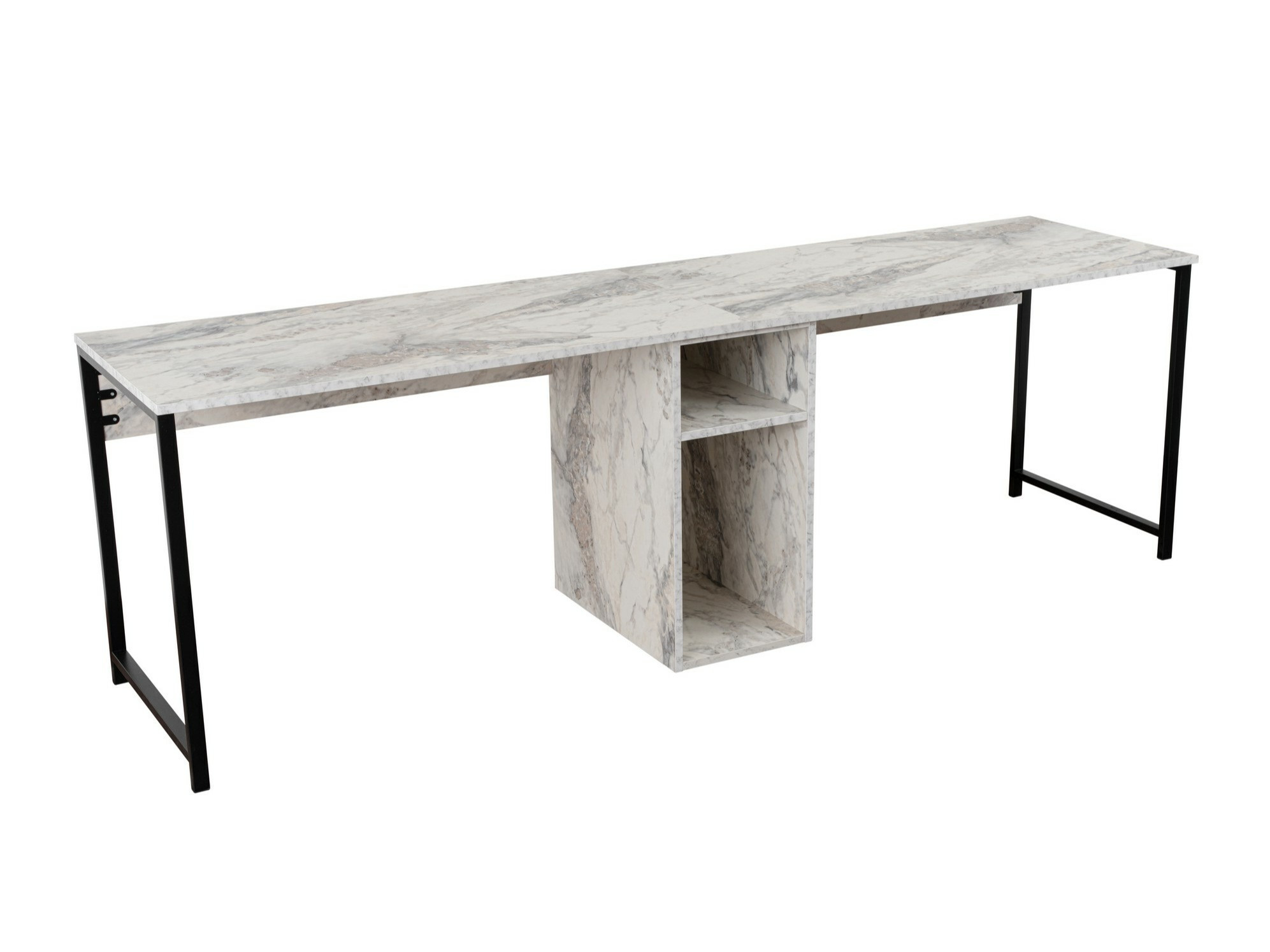 Pisalna miza Novato 101 (Beli marmor + Črna)