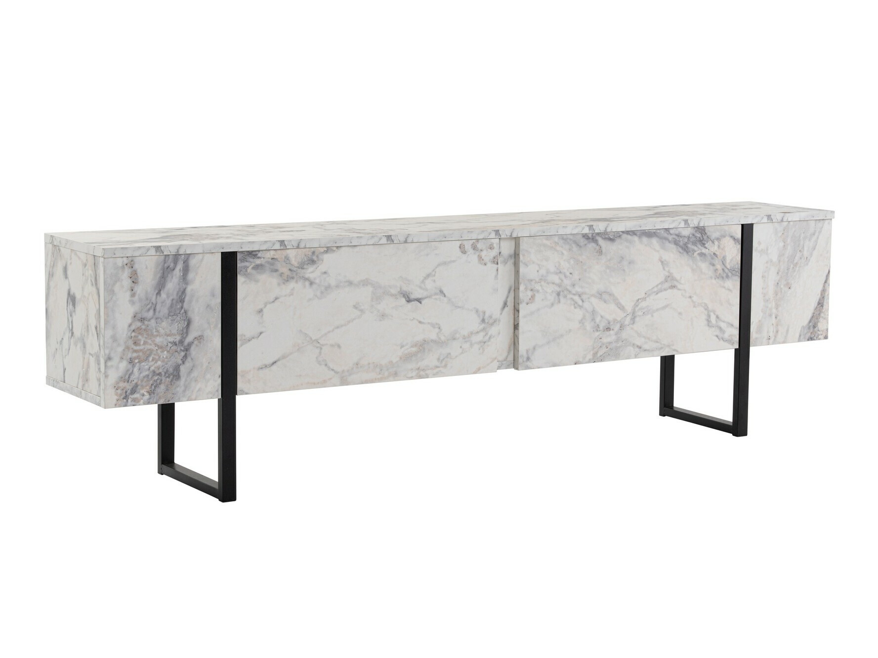 TV-omarica Novato 105 (Beli marmor + Črna)