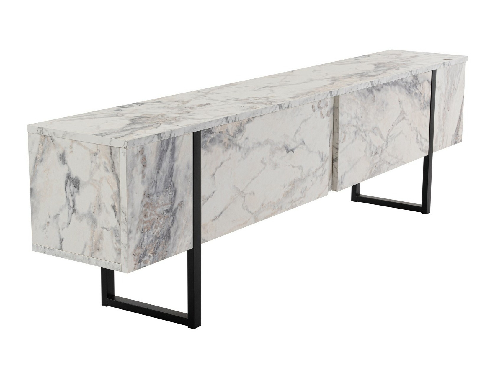 TV-omarica Novato 105 (Beli marmor + Črna)