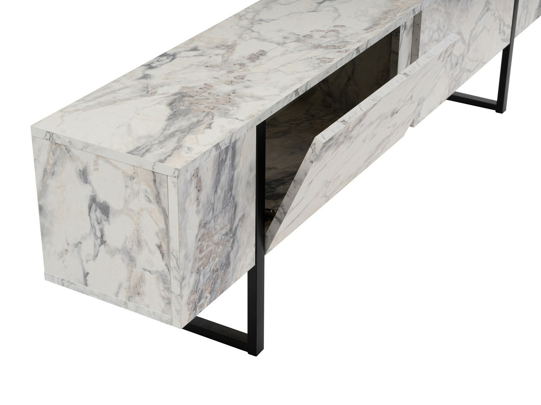 TV-omarica Novato 105 (Beli marmor + Črna)