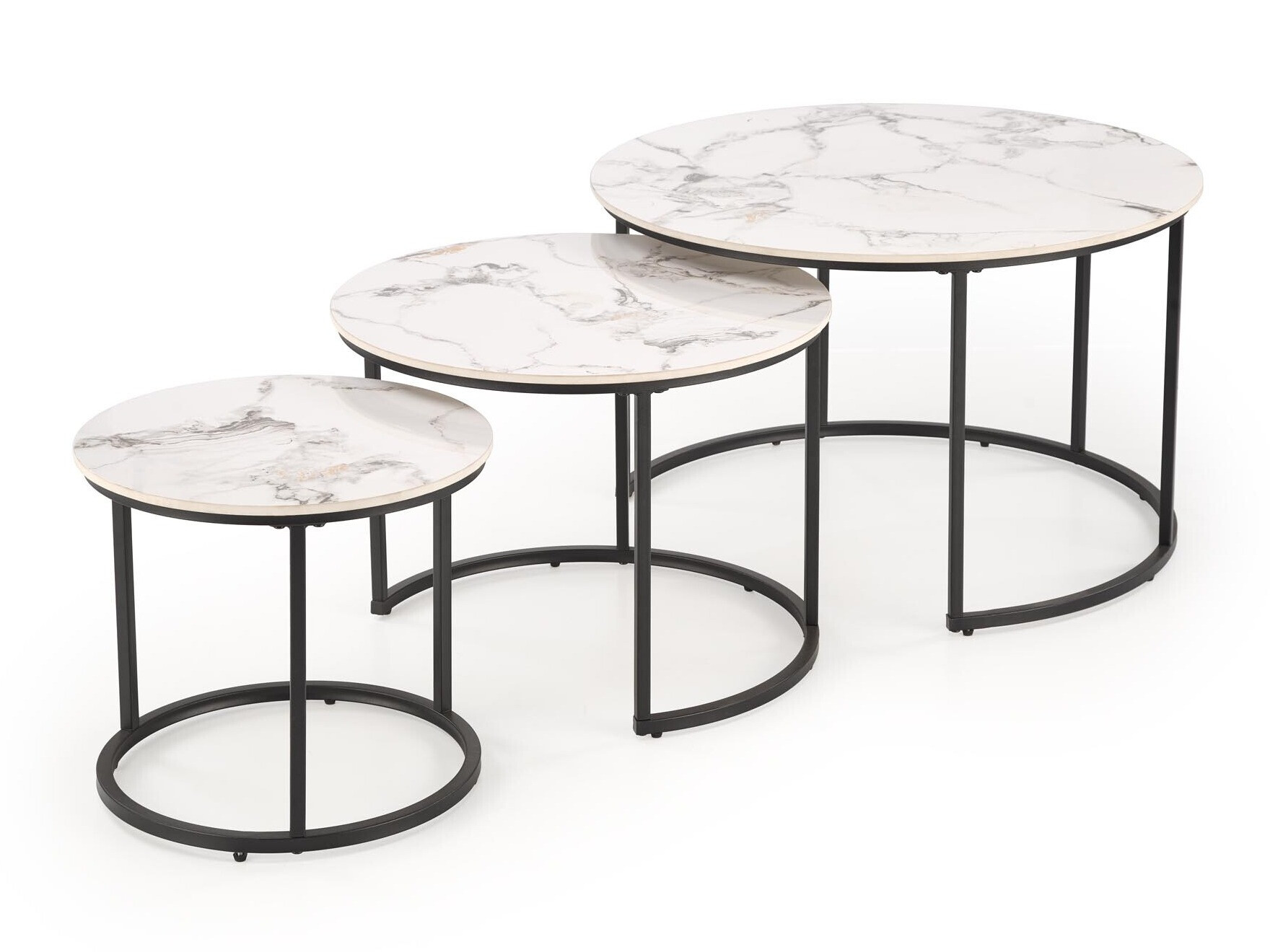 Komplet klubskih mizic Houston 1884 (Črna + Beli marmor)