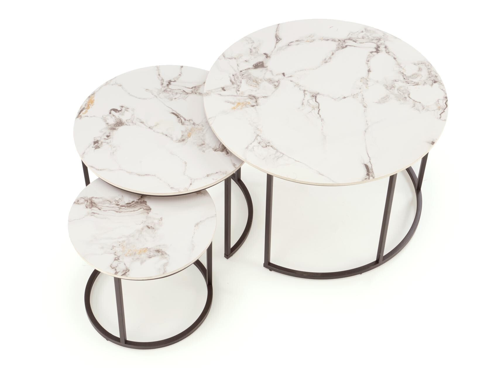 Komplet klubskih mizic Houston 1884 (Črna + Beli marmor)