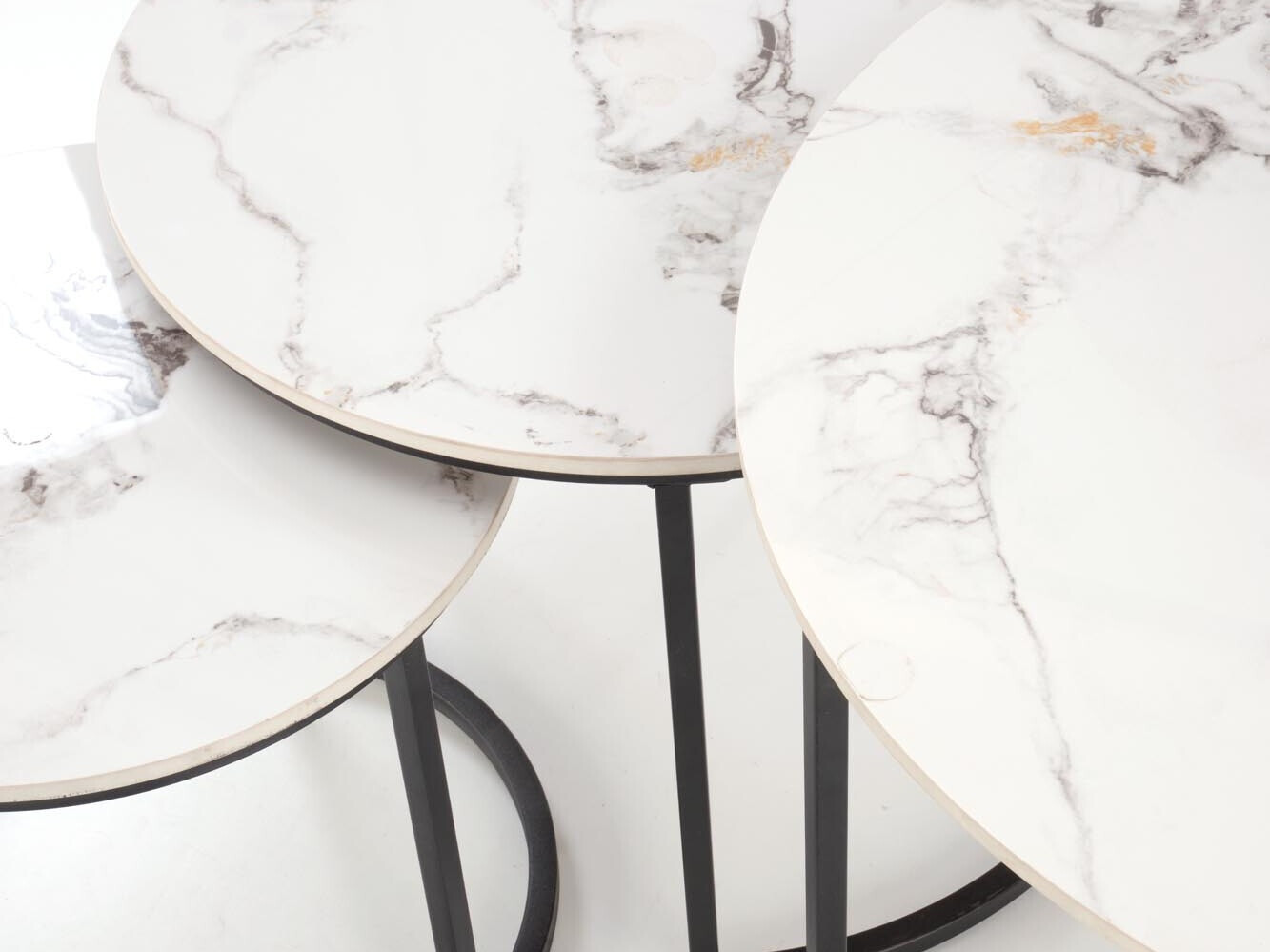 Komplet klubskih mizic Houston 1884 (Črna + Beli marmor)