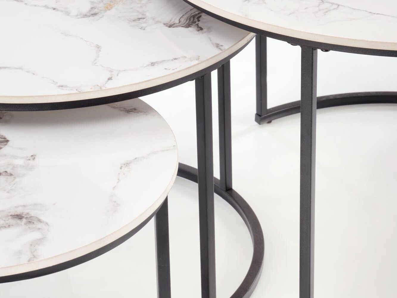 Komplet klubskih mizic Houston 1884 (Črna + Beli marmor)