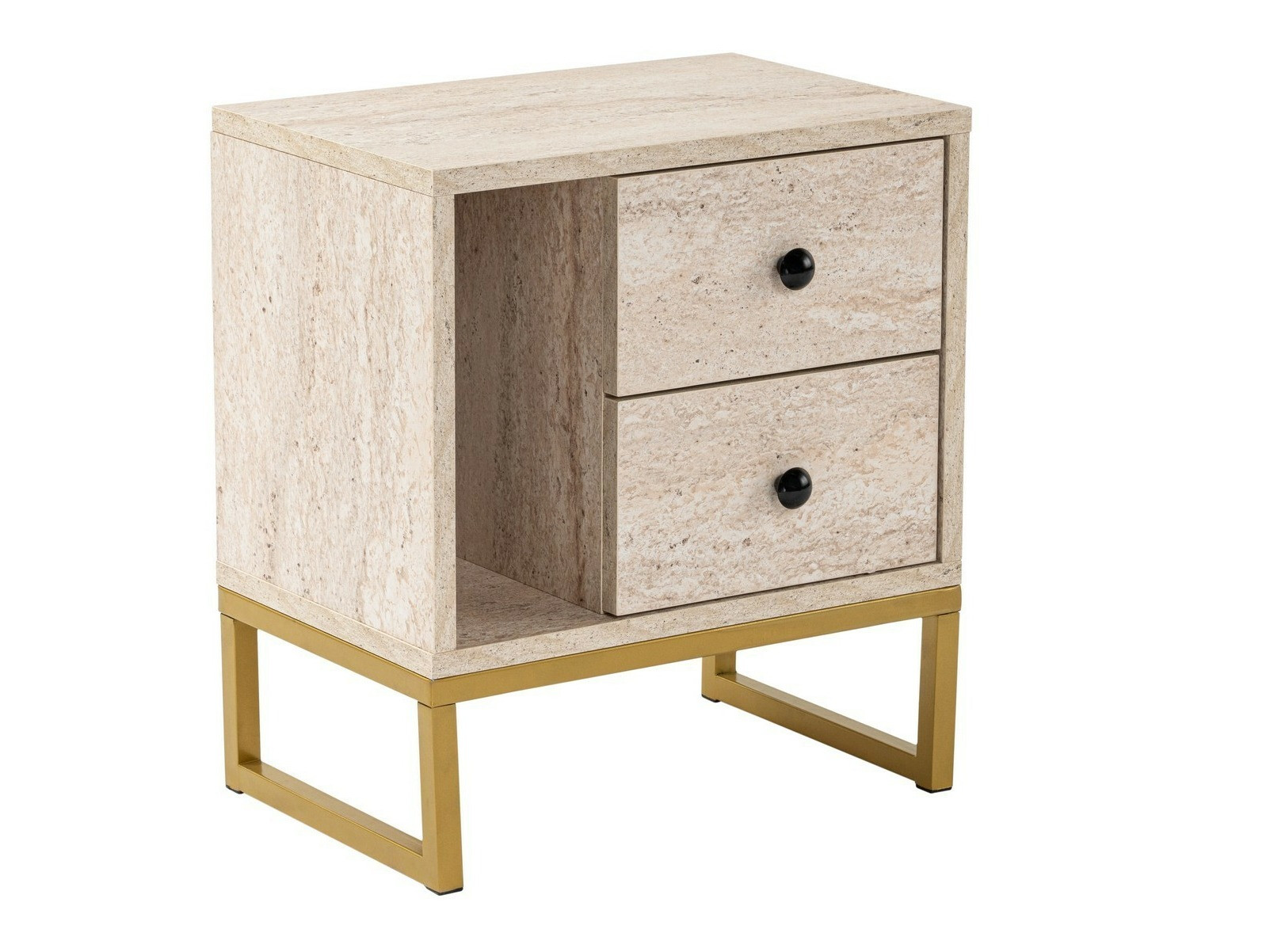 Nočna omarica Novato 109 (Svetla Travertine + Zlata)