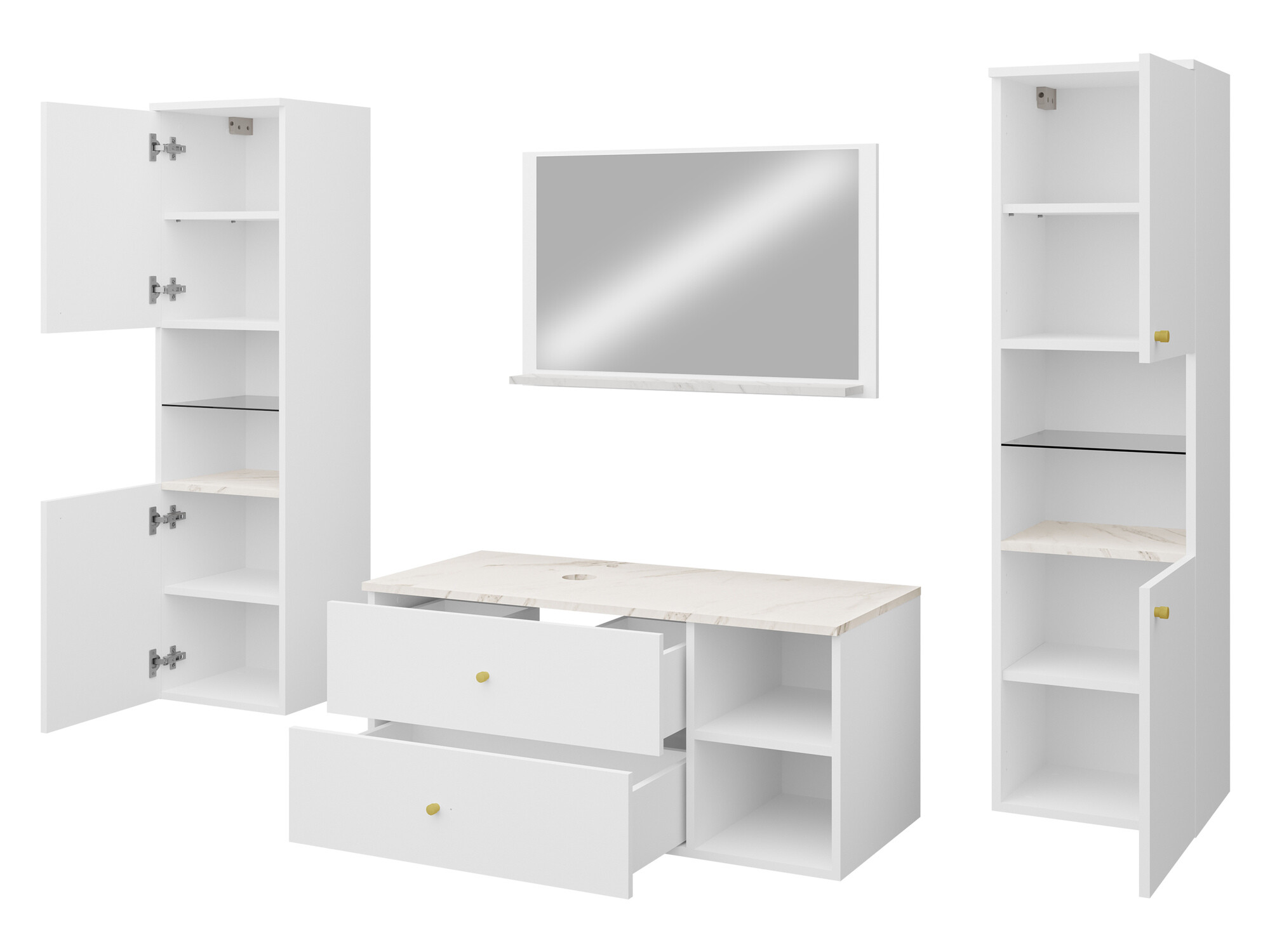 Kopalniški komplet Ophruvi 102 (Oreh + Beli marmor)